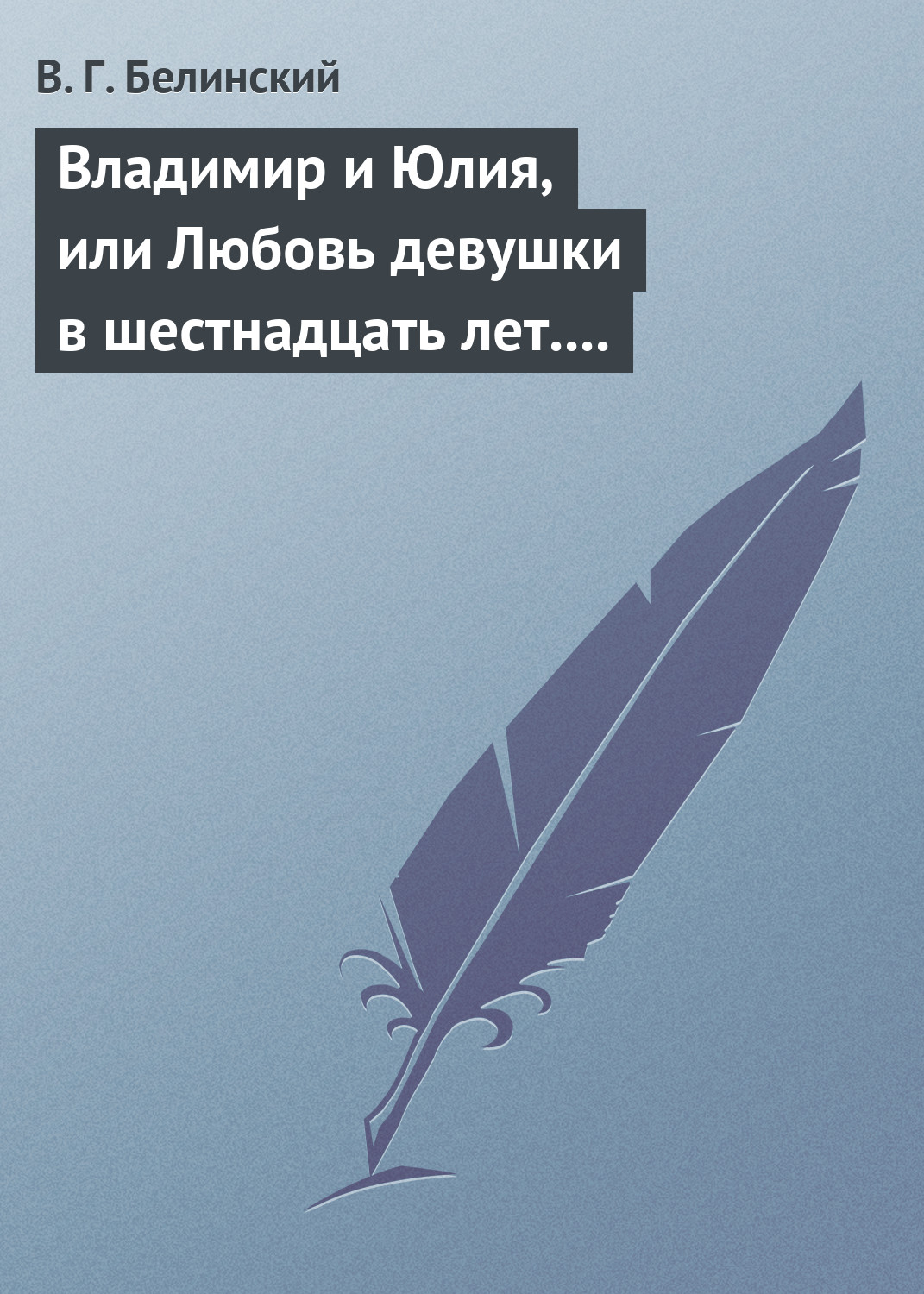 Читать онлайн «Владимир и Юлия, или Любовь девушки в шестнадцать лет.  Роман. Сочинение Федора К.ср.на.», В. Г. Белинский – ЛитРес, страница 5